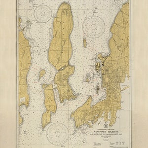1931 Seekarte von Newport Hafen und Narragansett Bay Rhode Island