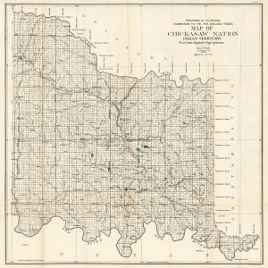 1903 Map of Chickasaw Nation Indian Territory
