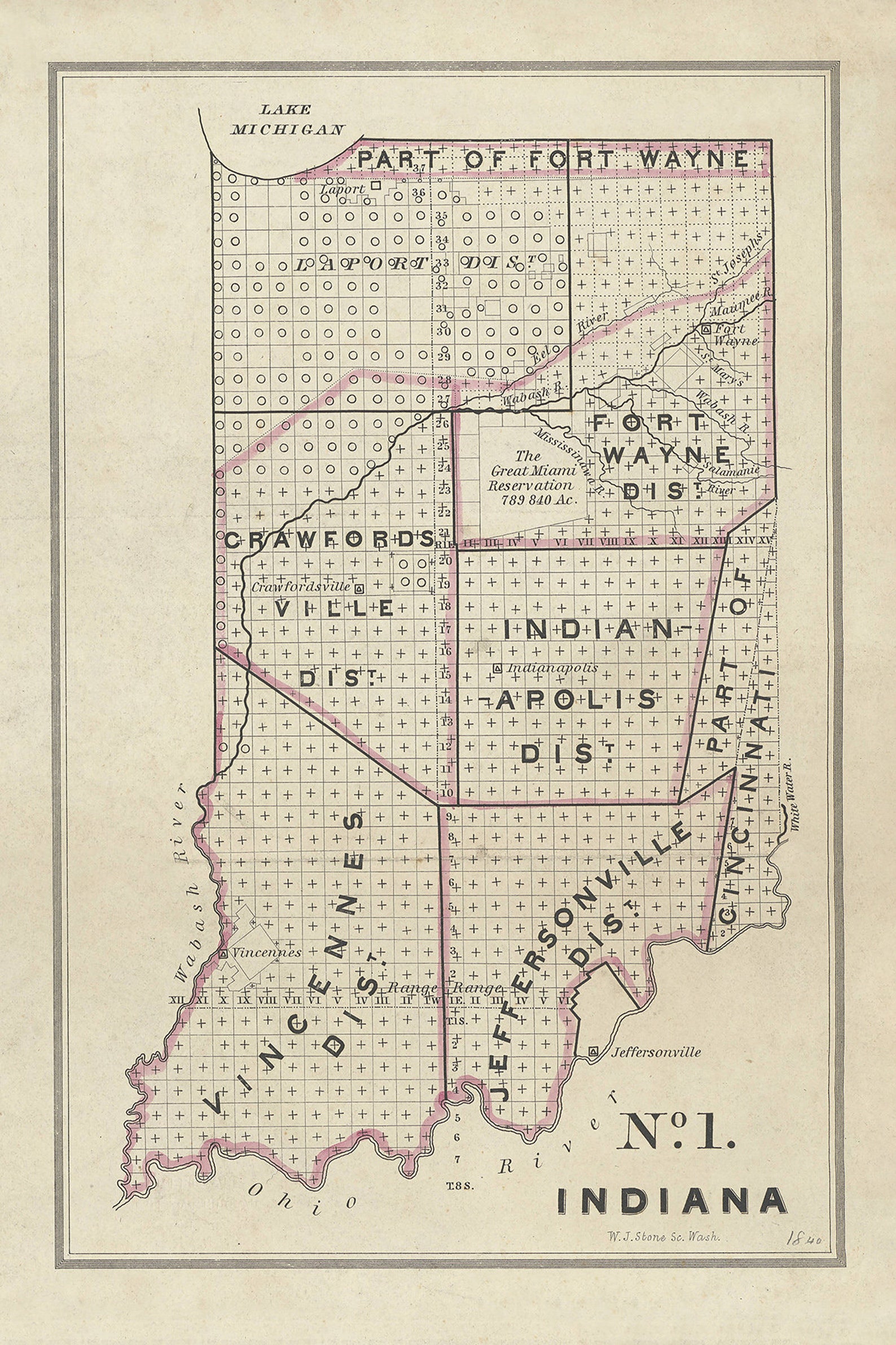 1840 Map of Indiana - Etsy