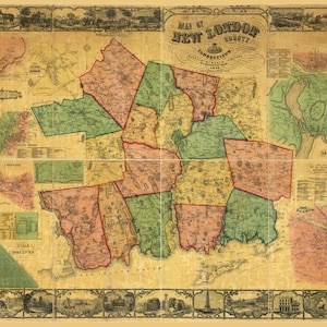 1854 Map of New London County Connecticut Genealogy
