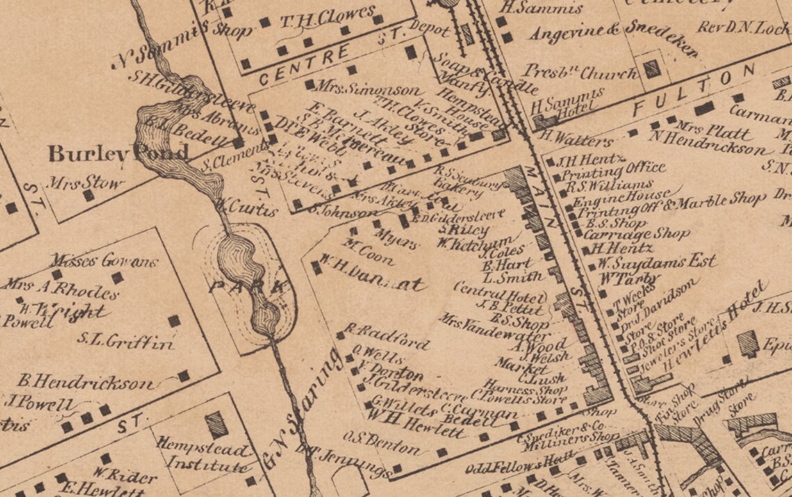 1859 Town Map of Hempstead New York Etsy