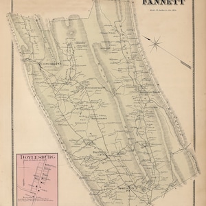 1868 Kaart van Fannett Township Franklin County, Pennsylvania