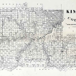 1892 Farm Line Map du comté de Kimble au Texas