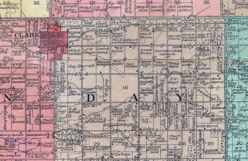 1900 Map of Clark County South Dakota Etsy