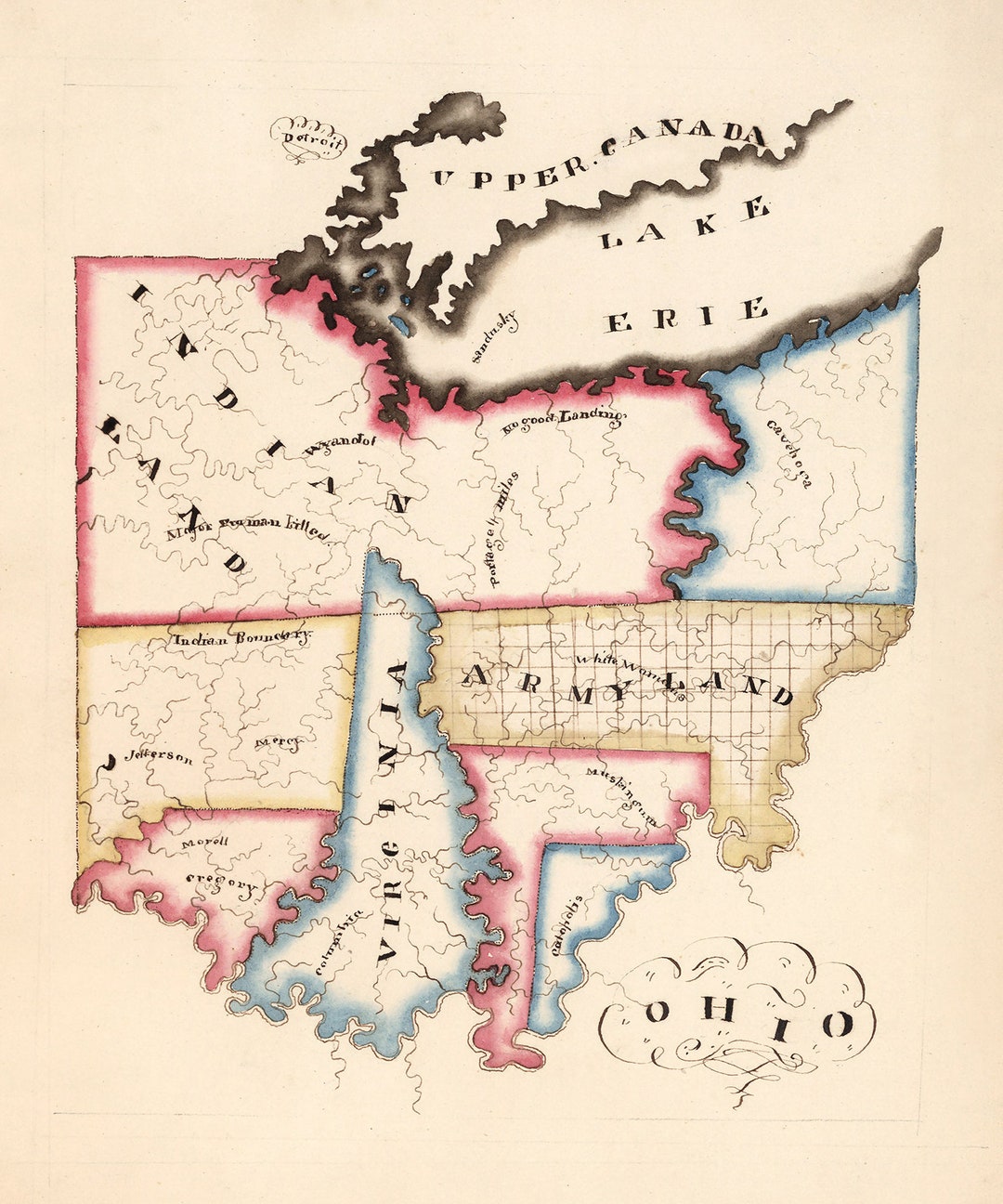 1819 Map of Ohio Etsy