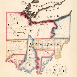 1819 年のオハイオ州の地図