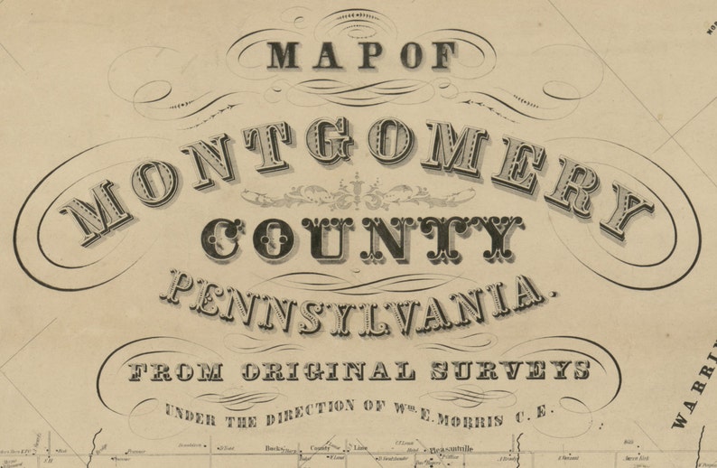 1849 Map of Montgomery County PA From Original Surveys Etsy