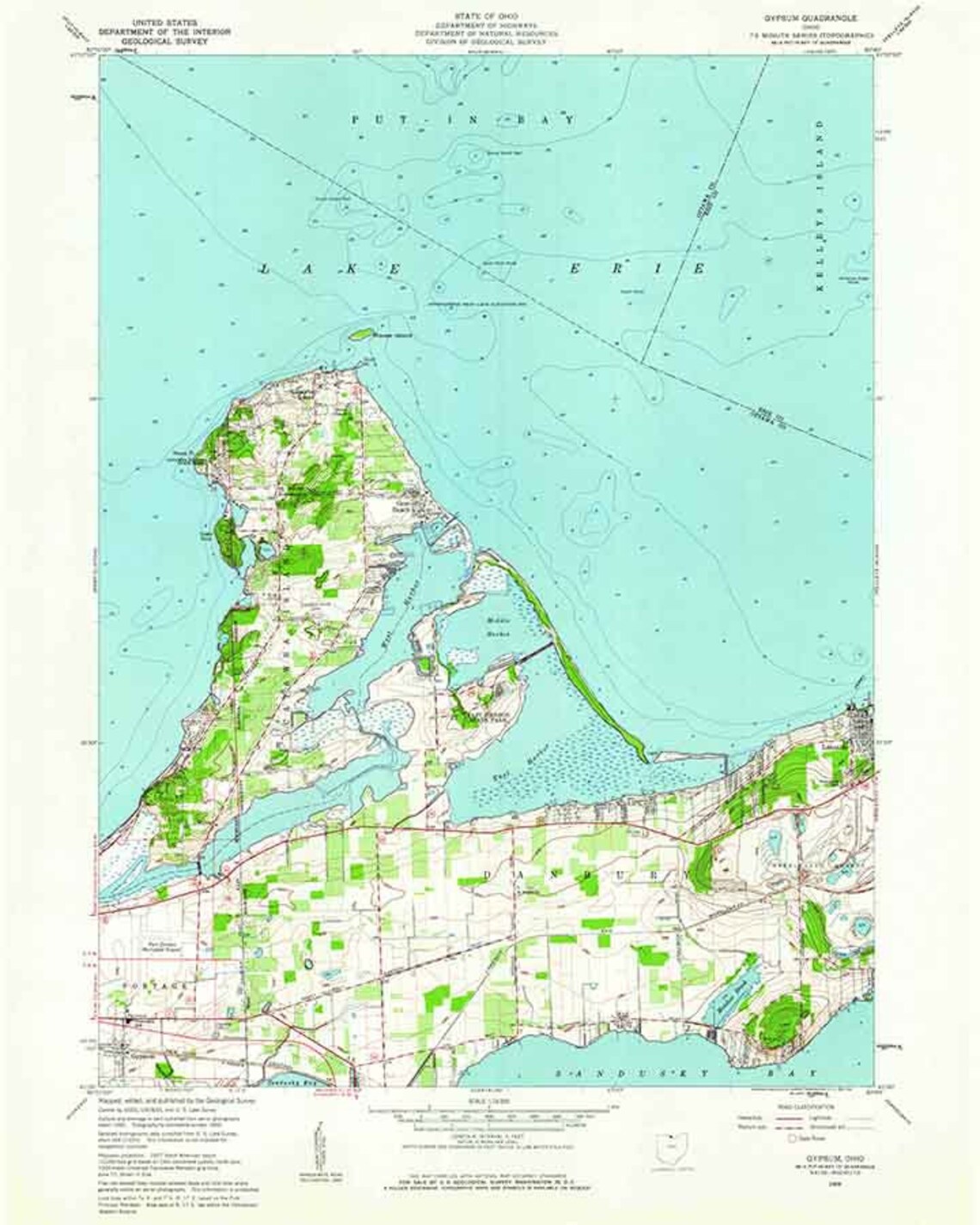 1959 Topo Map of Gypsum Ohio Quadrangle Lake Erie Catawba Etsy