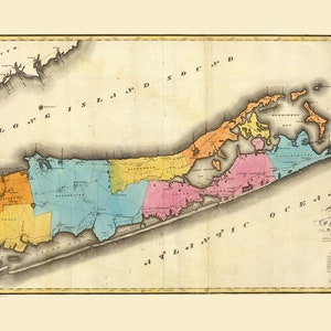 1829 Map of Suffolk County New York