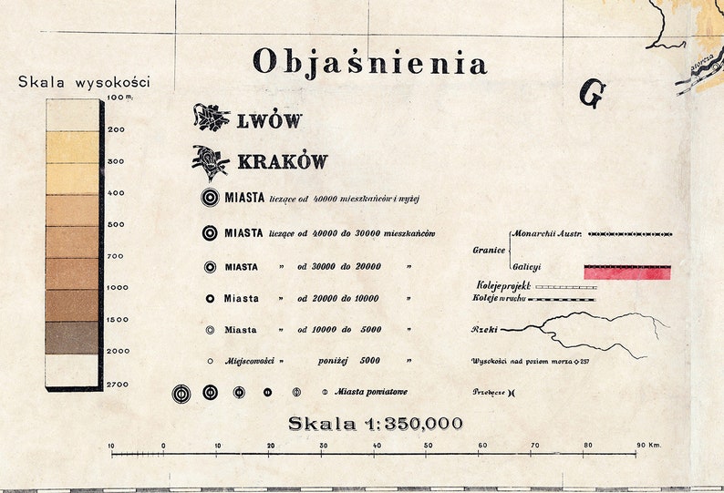 1894 Map of Galicia and Lodomeria Carpathian Mountains image 3