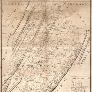 1809 Map of Frederick Berkeley & Jefferson County Virginia