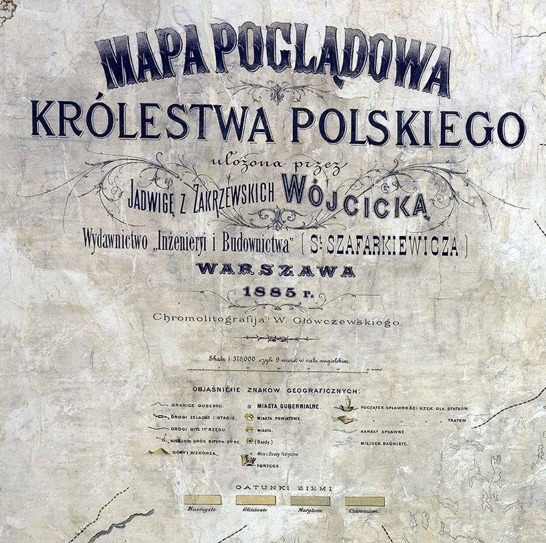 1885 Map of The Kingdom of Poland image 2