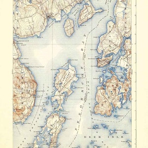 Carte topographique de Castine, Maine, 1904