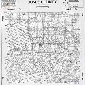 1881 Farm Line Map du comté de Jones au Texas