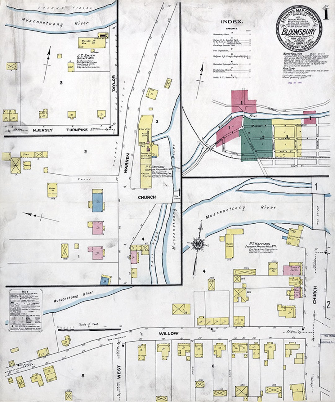 1909 Town Map of Bloomsbury Hunterdon County New Jersey Etsy
