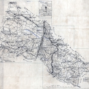 1886 Carte du comté de Hanovre en Virginie