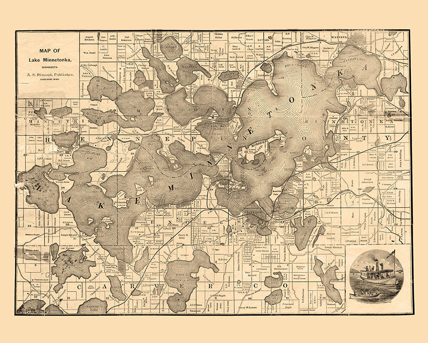 1893 Map Of Lake Minnetonka Minnesota