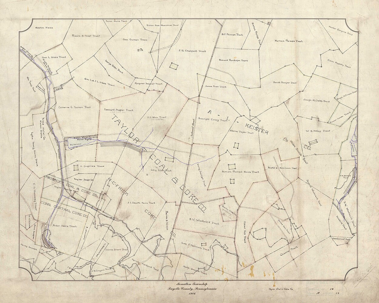 1906 Farm Line Map of Menallen Township Fayette County Pa Etsy Canada