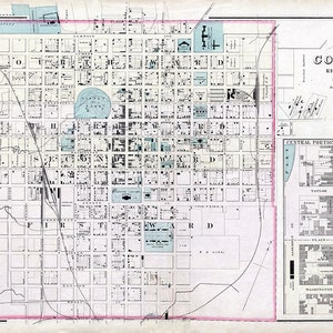1883 Kaart van Columbia Richland County South Carolina