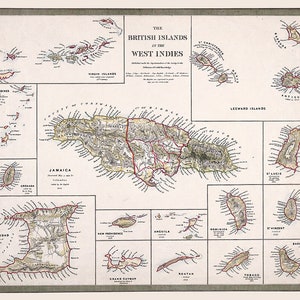 Mapa de 1835 das Ilhas Britânicas nas Índias Ocidentais