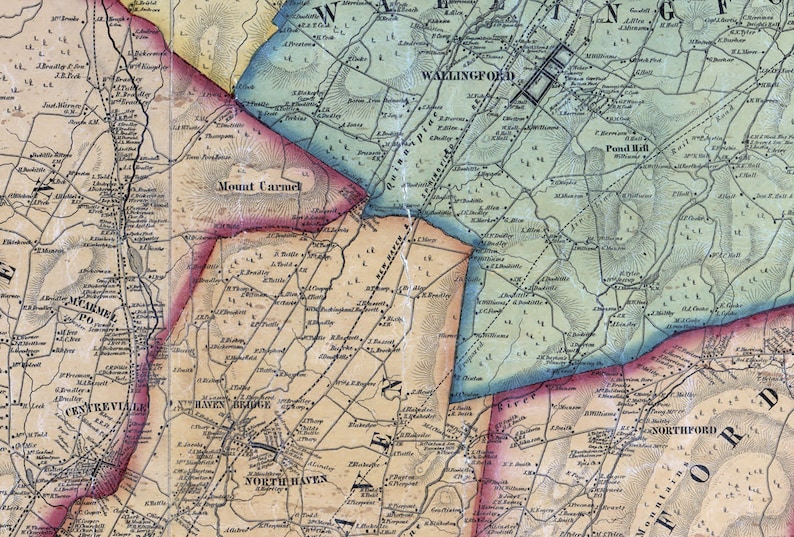 1856 Map of New Haven County Connecticut Genealogy Etsy