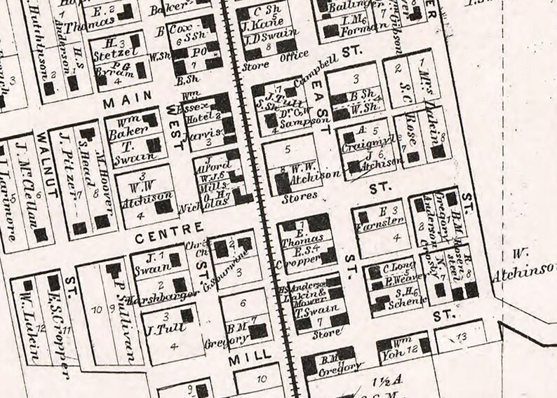 1865 Town Map of Zionsville Boone County Indiana Etsy