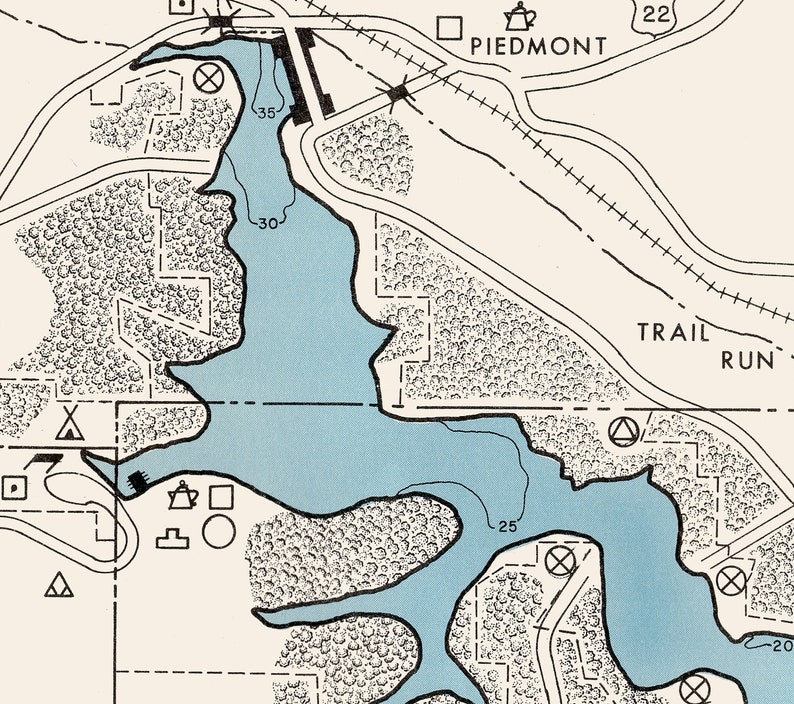 1961 Map of Piedmont Lake Guernsey Harrison and Belmont County Etsy