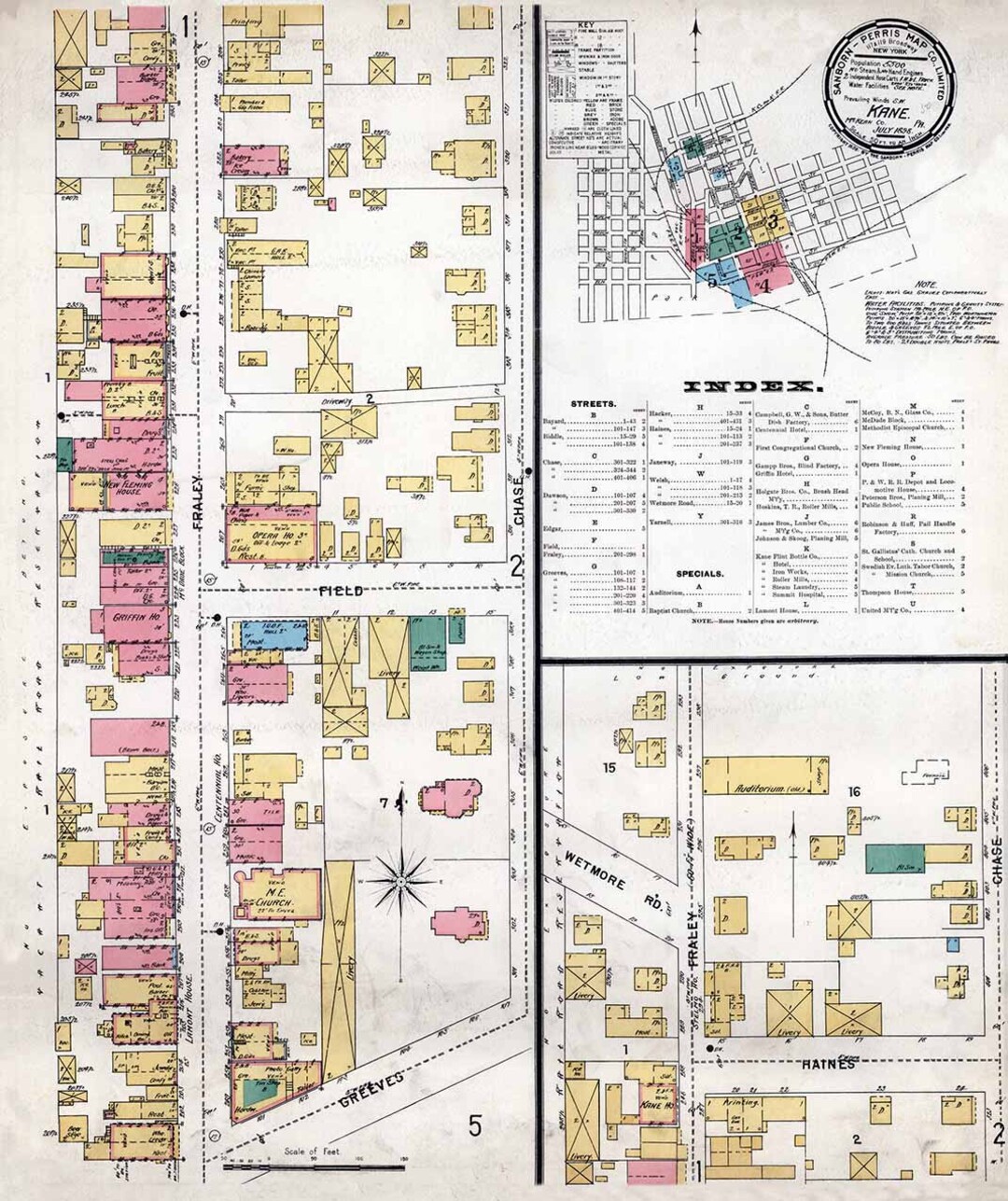1898 Town Map of Kane Mckean County Pennsylvania - Etsy