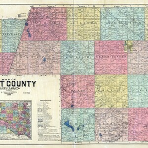 1899 Map of Grant County South Dakota Milbank
