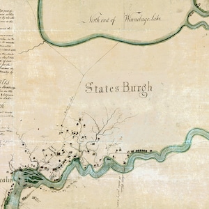 1832 Map of Lake Winnebago Fox River and Town of Kaukauna Wisconsin