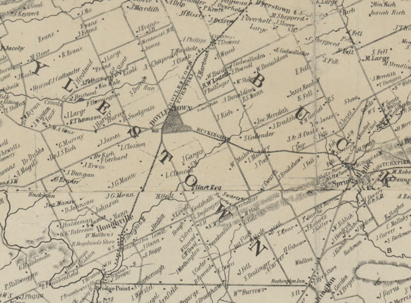 1850 Map of Bucks County Pa From Surveys Research Map Farm Etsy