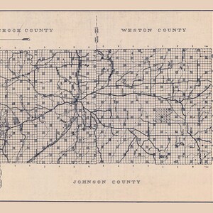 Carte de 1936 de l'emplacement des puits de pétrole et de gaz du comté de Campbell dans le Wyoming