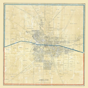 1897 Town Map of Ashland Ohio