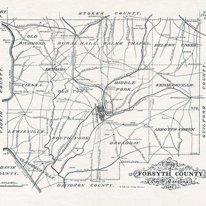 Carte 1898 du comté de Forsyth en Caroline du Nord