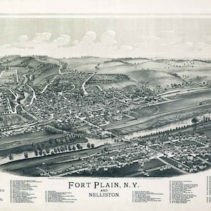 1891 Panorama-Karte Fort Plain New York Nelliston New York