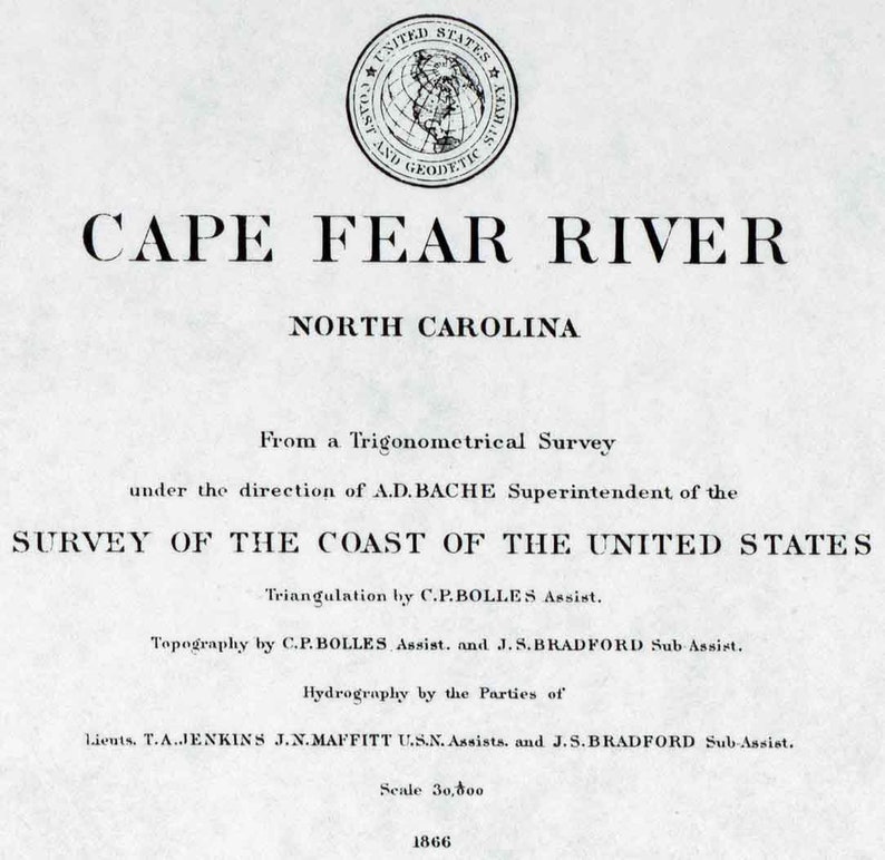 1866 Nautical Map of Cape Fear River North Carolina - Etsy