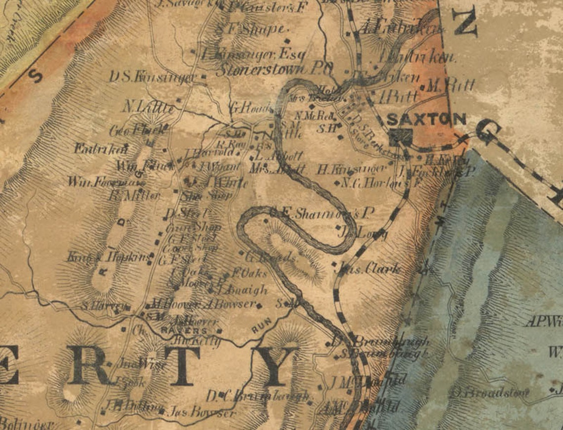 1861 Map of Bedford County PA Genealogy Etsy