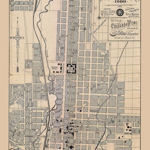 1900, carte de Colorado Springs, Colorado