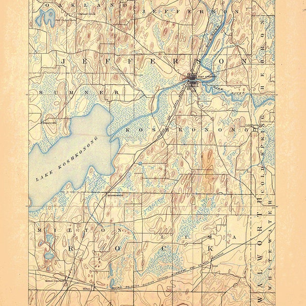 Lake Koshkonong Map Etsy