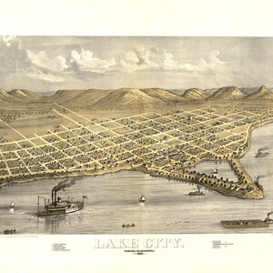 1867 Panorama-Karte von Lake City Wabasha County, Minnesota