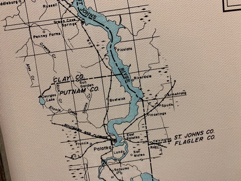 Framed Map of the Saint Johns River Florida Etsy Denmark