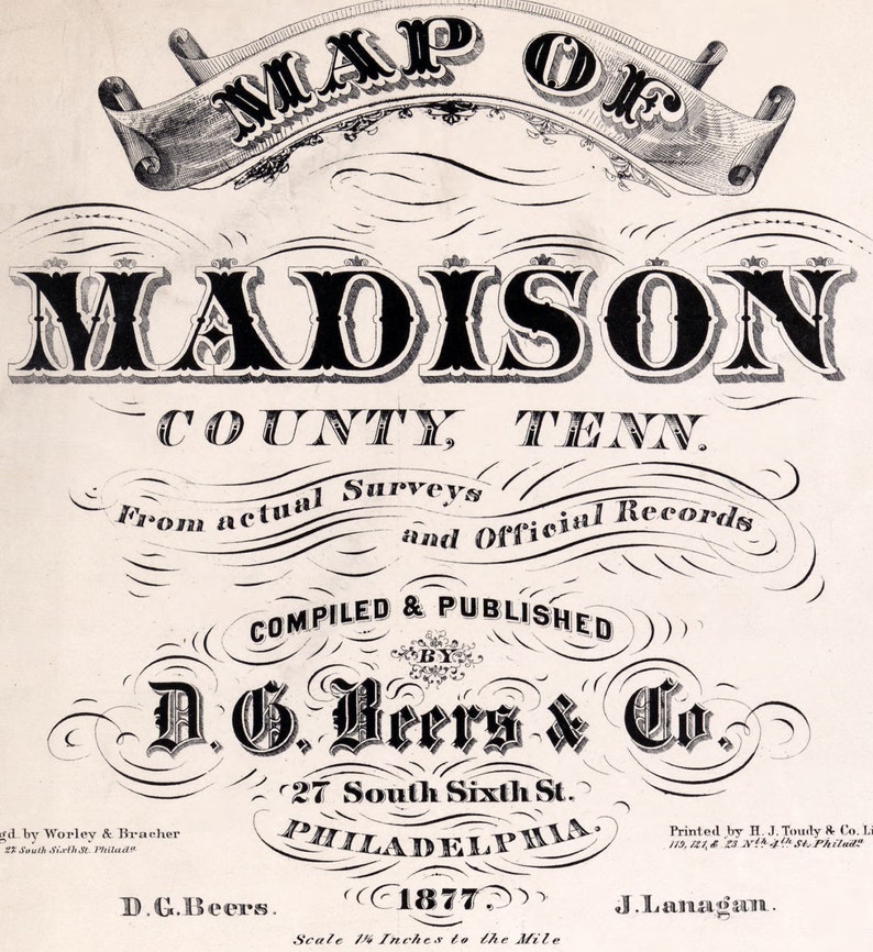 1877 Map of Madison County Tennessee Jackson Etsy