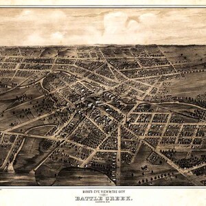 1870 Panorama-Karte vonBattle Creek Calhoun County MI