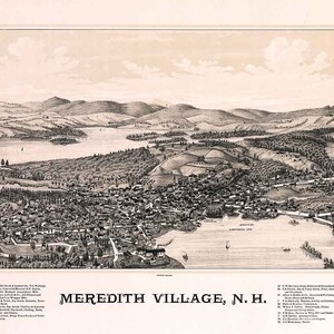 1889 Panorama-Karte von Meredith, New Hampshire