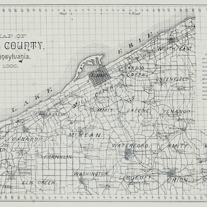 1886 Carte du comté d'Erie en Pennsylvanie