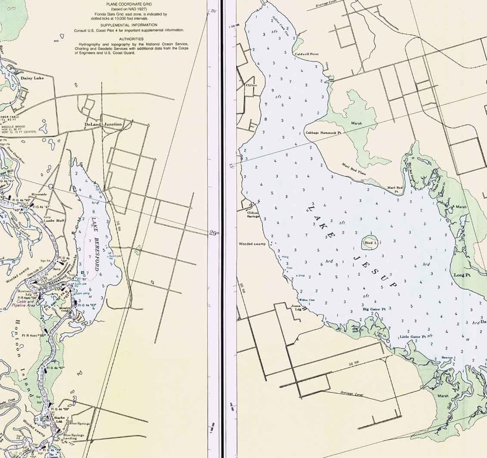 1990 Nautical Map of Saint Johns River Lake Dexter to Lake Etsy UK