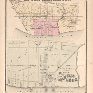 1875 Plan de Marcus Hook, comté de Delaware, Pennsylvanie