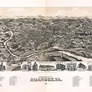 1891 Panoramakarte von Roanoke, Virginia