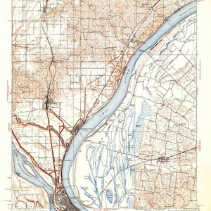 1931 Carte topographique du Caire Illinois Ohio River Mound City