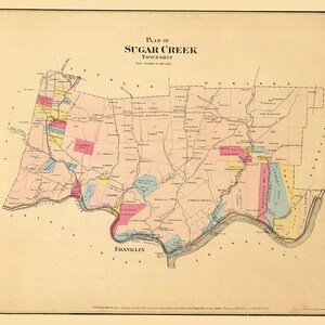 1865-Karte der Sugar Creek Township Venango County Pennsylvania Ölregion